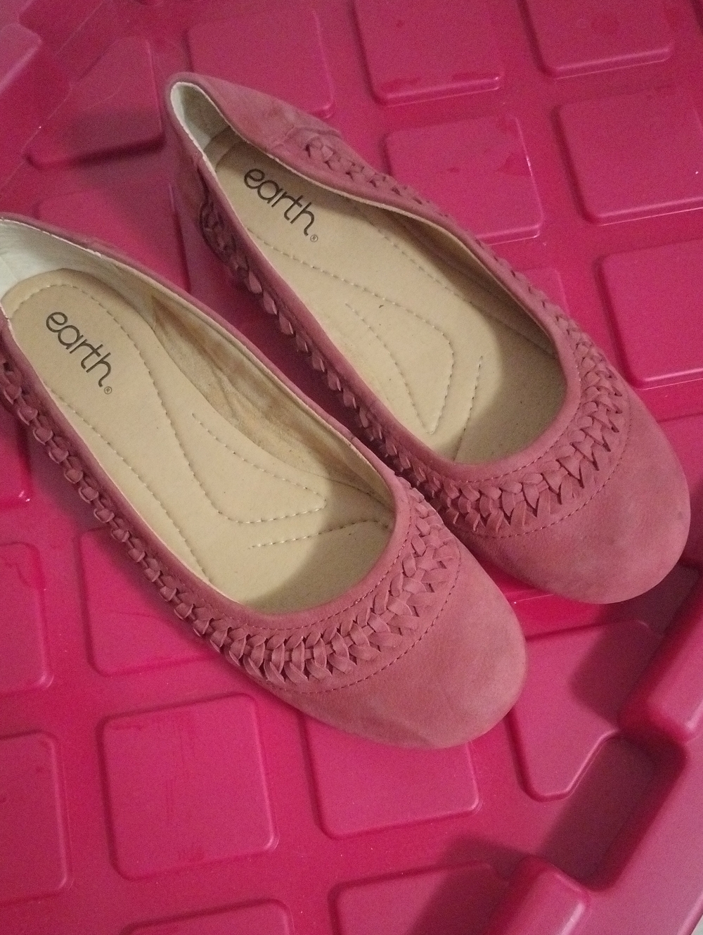 Earth Burnt Orange Leather  Braided  Ballet Flats
